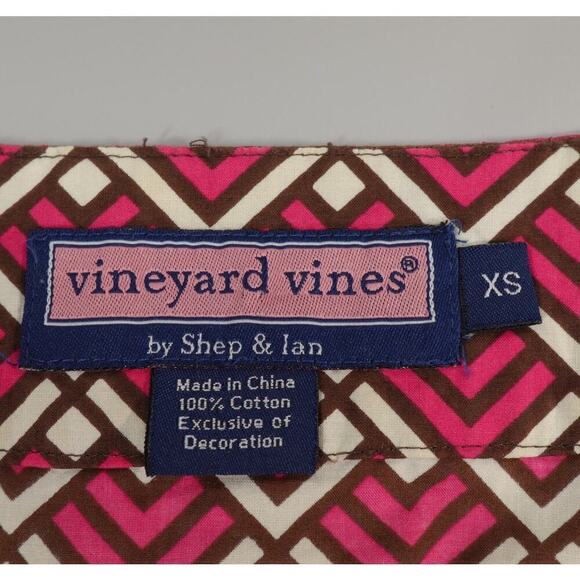 Vineyard Vines Peasant Top Womens XS Pink Geo Print Tunic Embroidered Mod 70s - Picture 2 of 15